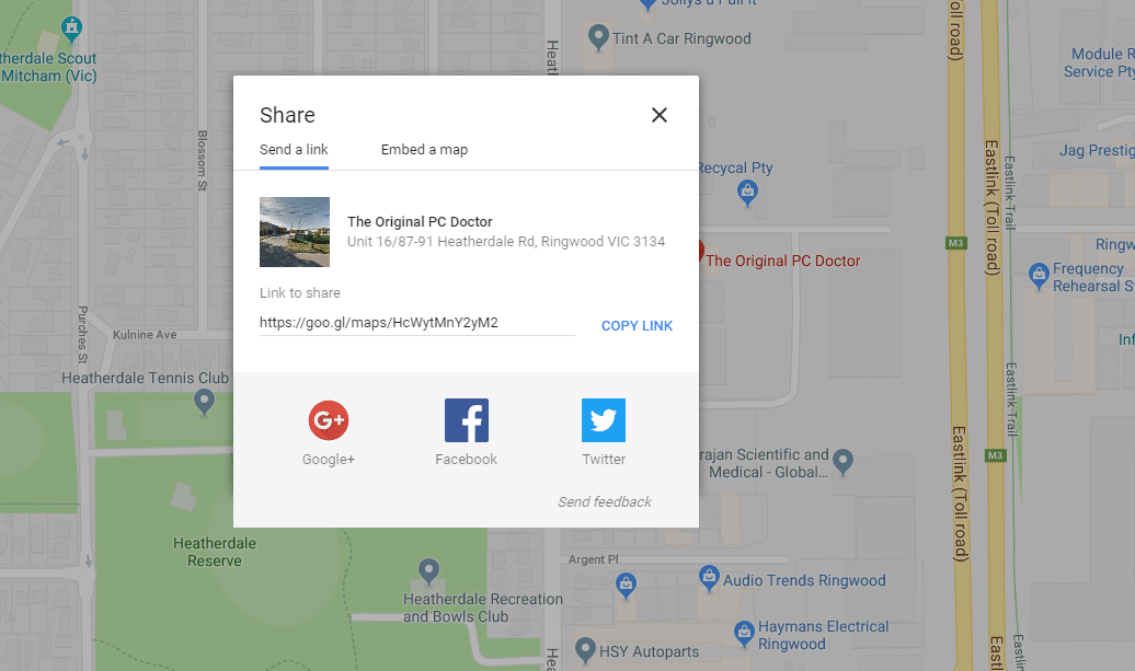 Google Maps - share