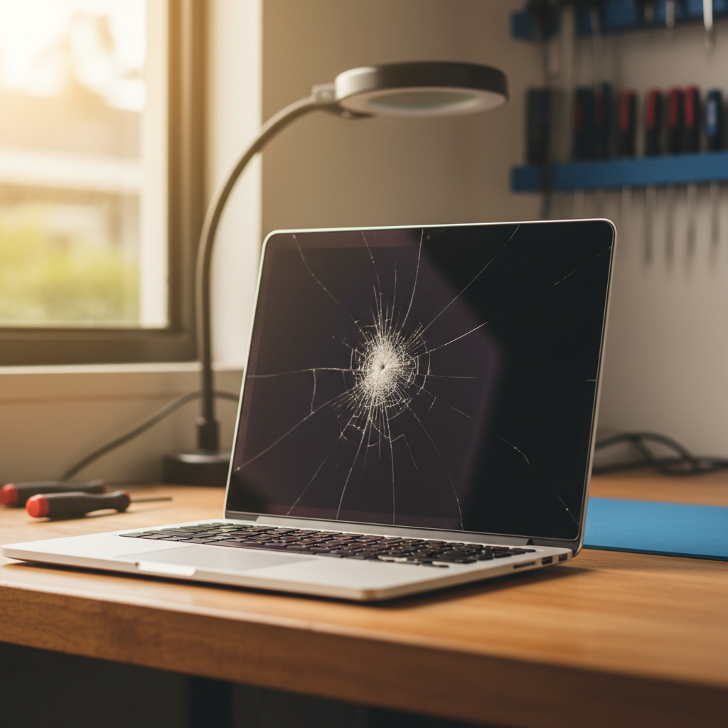 Cracked MacBook Pro laptop screen repair in Hobart — UNKNOWN