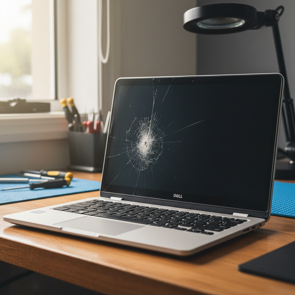 Cracked Dell laptop screen repair in Sandy Bay — Hobart TAS 7006