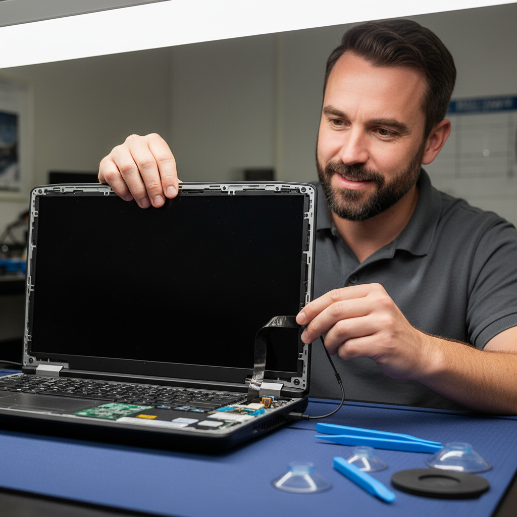 Alienware (Dell) laptop screen replacement — cracked and flickering display repair by The Original PC Doctor Australia