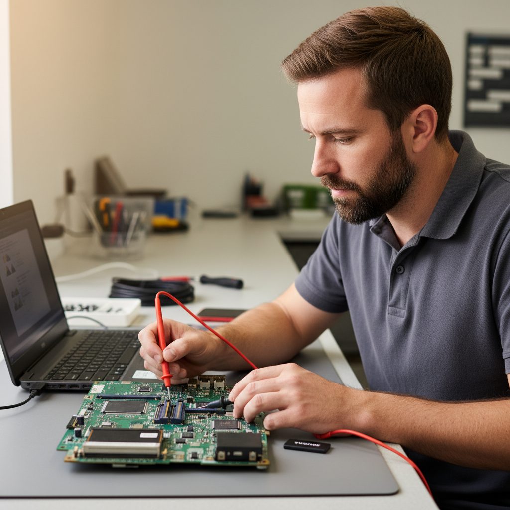 Toshiba (legacy) laptop diagnostic testing in an Australian repair workshop — structured fault-finding before any repair
