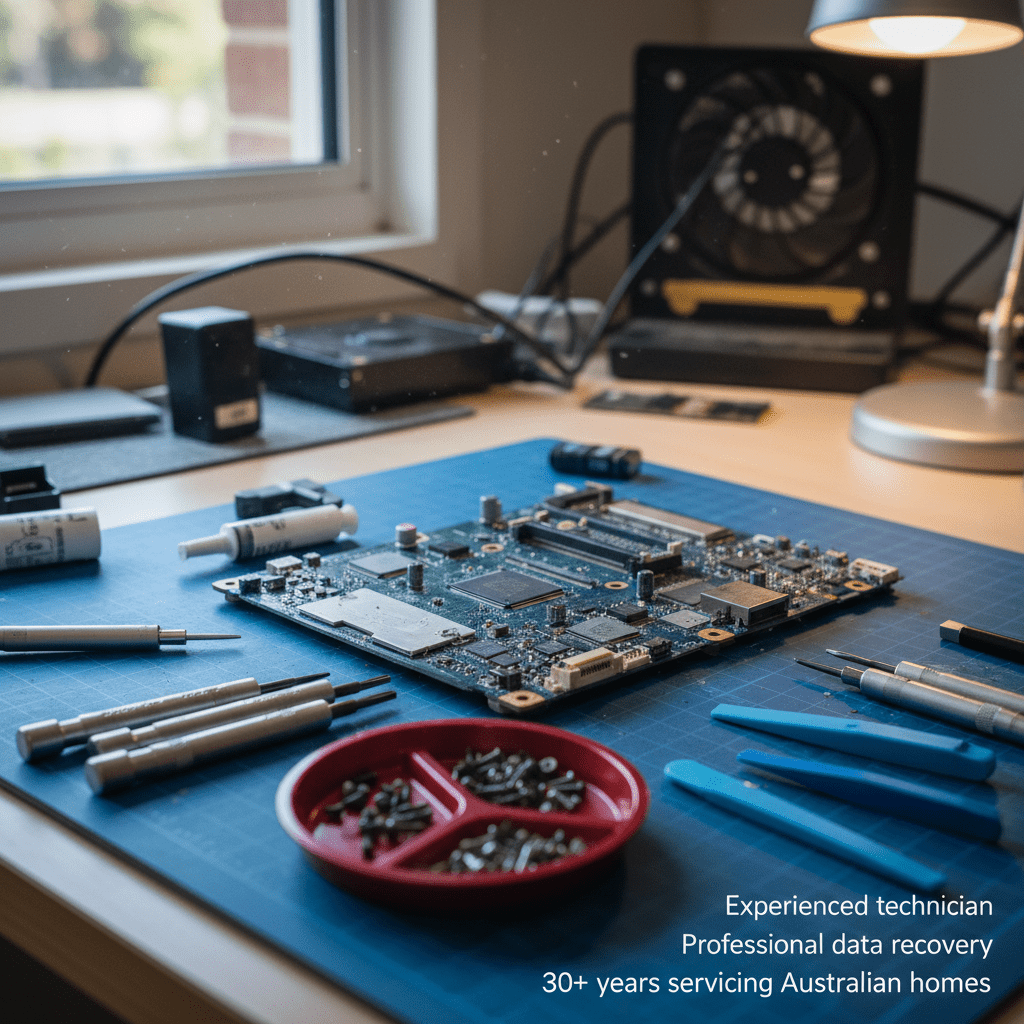 Professional computer repair equipment used for Darwin repairs — 30+ years servicing Australian homes
