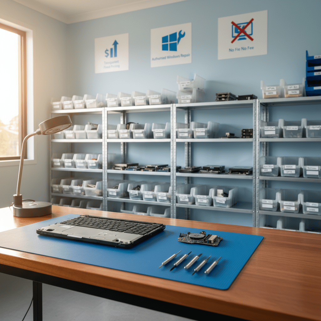 Australian computer repair workshop — transparent fixed pricing