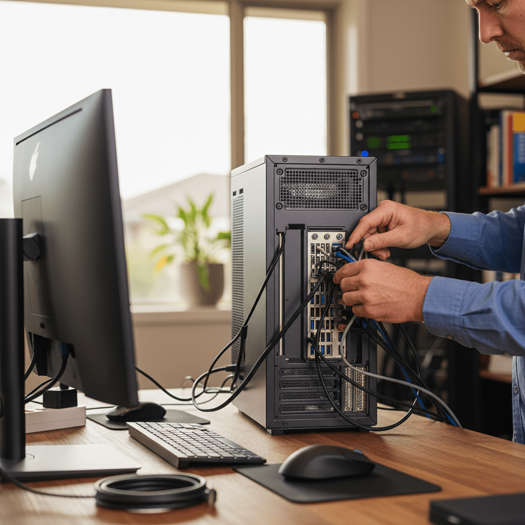 Professional computer setup service in unknown suburb 1300, ensuring all new PCs and peripherals are correctly installed.