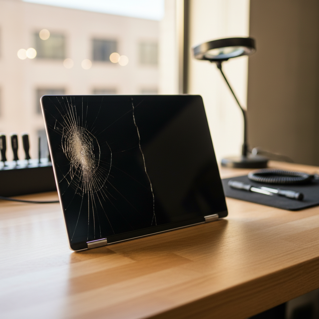 Cracked Dell laptop screen repair in Aberglasslyn — Newcastle NSW 2320