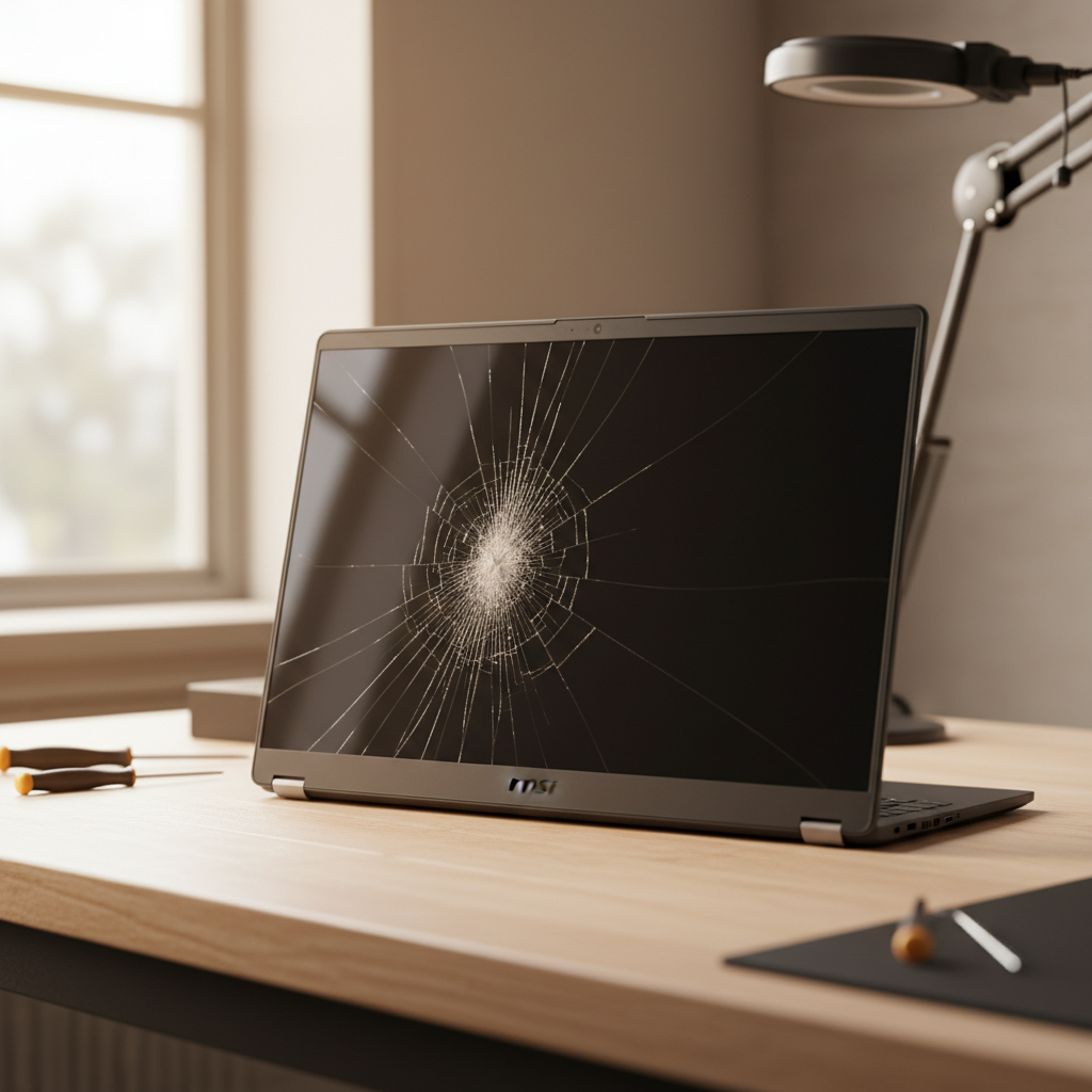 Cracked MSI laptop screen repair in Abernethy — Newcastle NSW 2325