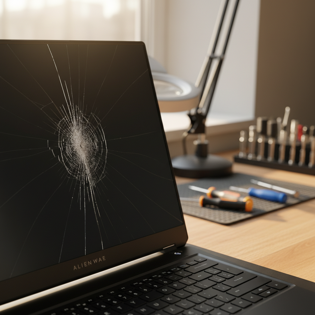 Cracked Alienware laptop screen repair in Albion Heights — Hobart TAS 7050