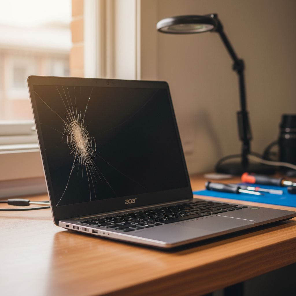 Cracked Acer laptop screen repair in Andrews Farm — Adelaide SA 5114