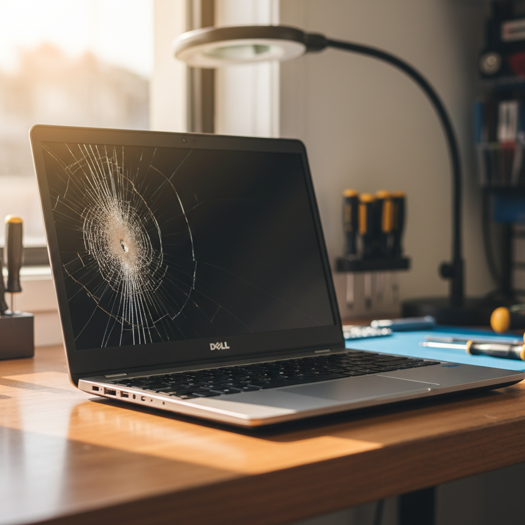 Cracked Dell laptop screen repair in Anna Bay — Newcastle NSW 2316