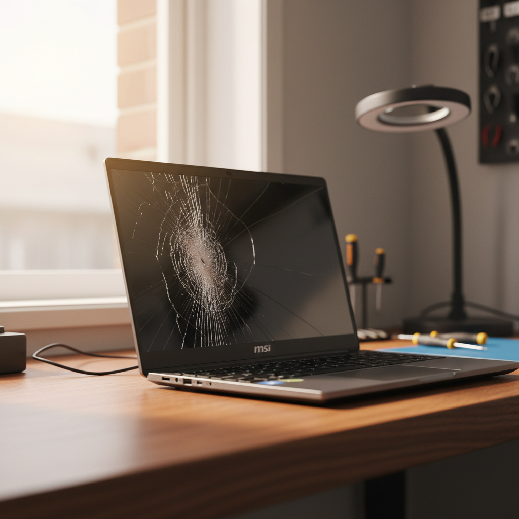 Cracked MSI laptop screen repair in Archer — Darwin NT 0830