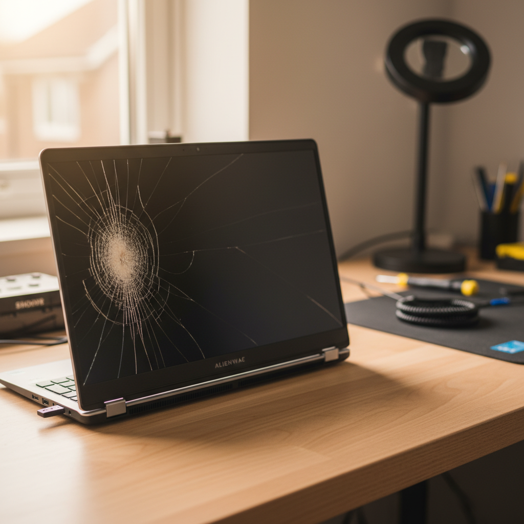 Cracked Alienware laptop screen repair in Ascot Park — Adelaide SA 5043