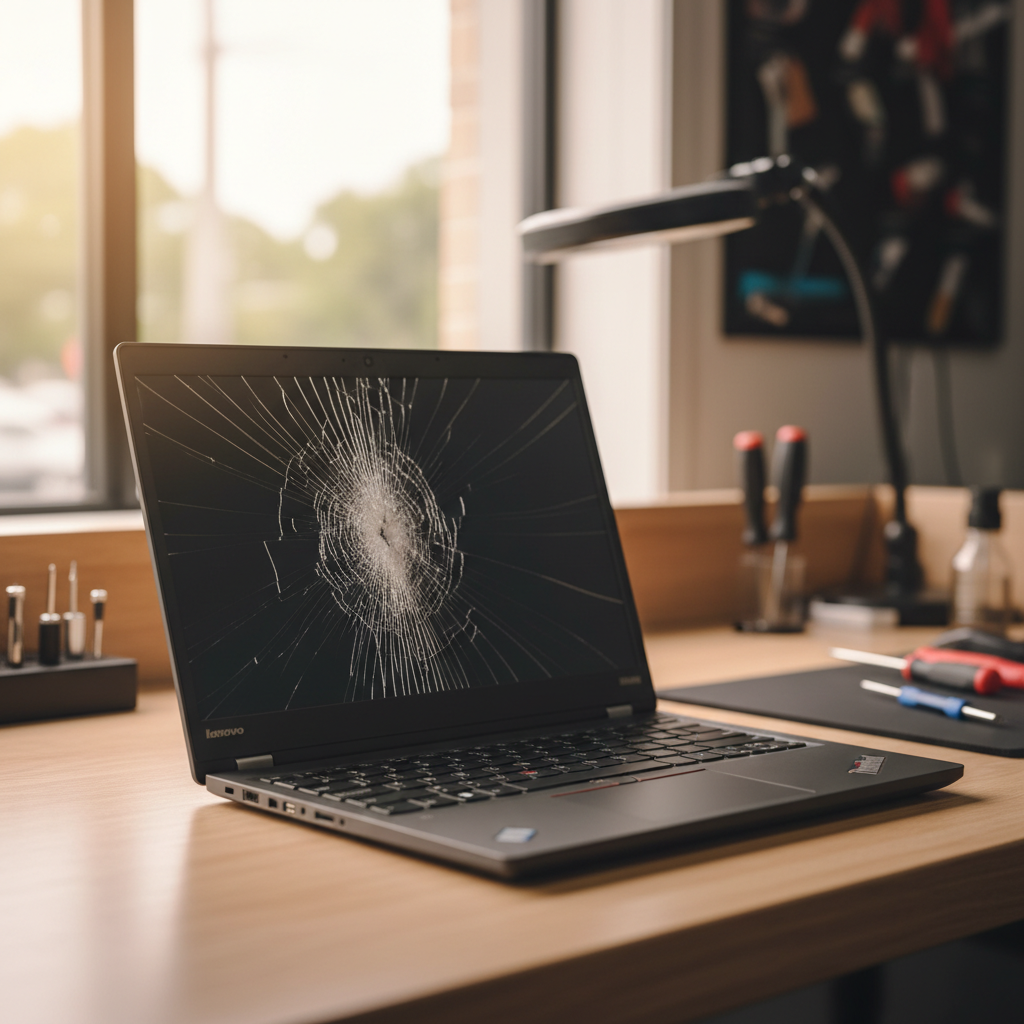 Cracked Lenovo ThinkPad laptop screen repair in Bakewell — Darwin NT 0832