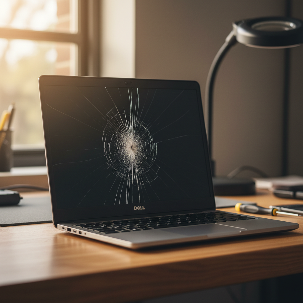Cracked Dell laptop screen repair in Birkenhead — Adelaide SA 5015
