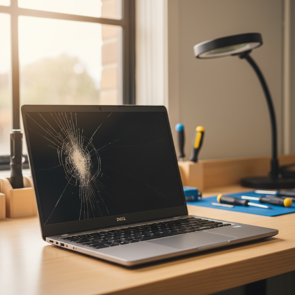 Cracked Dell laptop screen repair in Black Hill — Newcastle NSW 2322