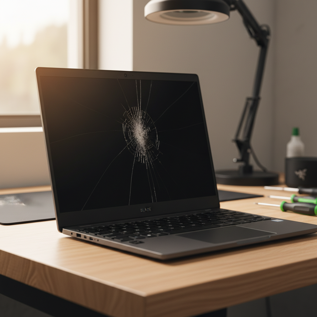 Cracked Razer laptop screen repair in Blue Haven — Newcastle NSW 2262