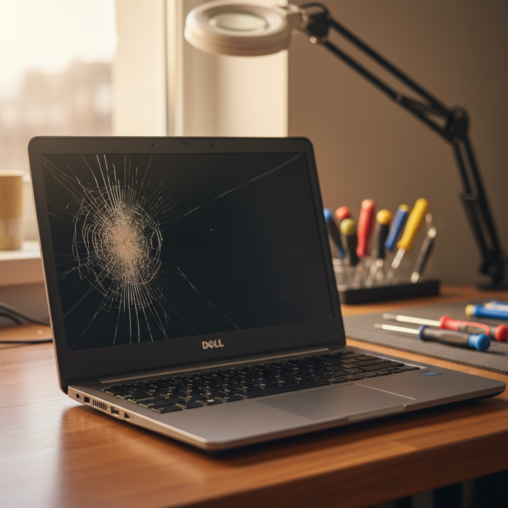 Cracked Dell laptop screen repair in Brompton — Adelaide SA 5007