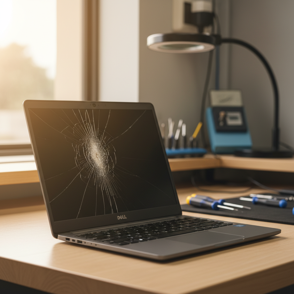 Cracked Dell laptop screen repair in Brookfield — Newcastle NSW 2420