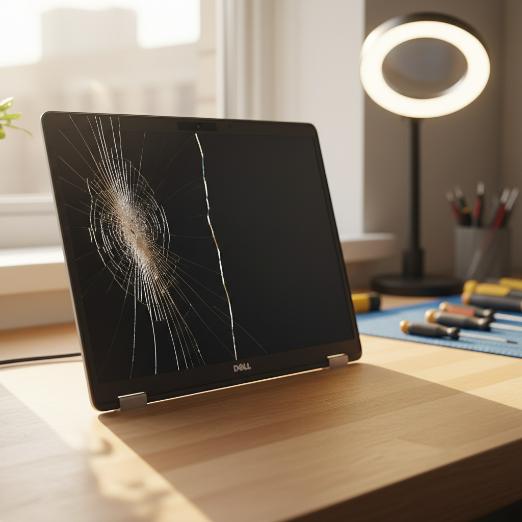 Cracked Dell laptop screen repair in Brunkerville — Newcastle NSW 2323