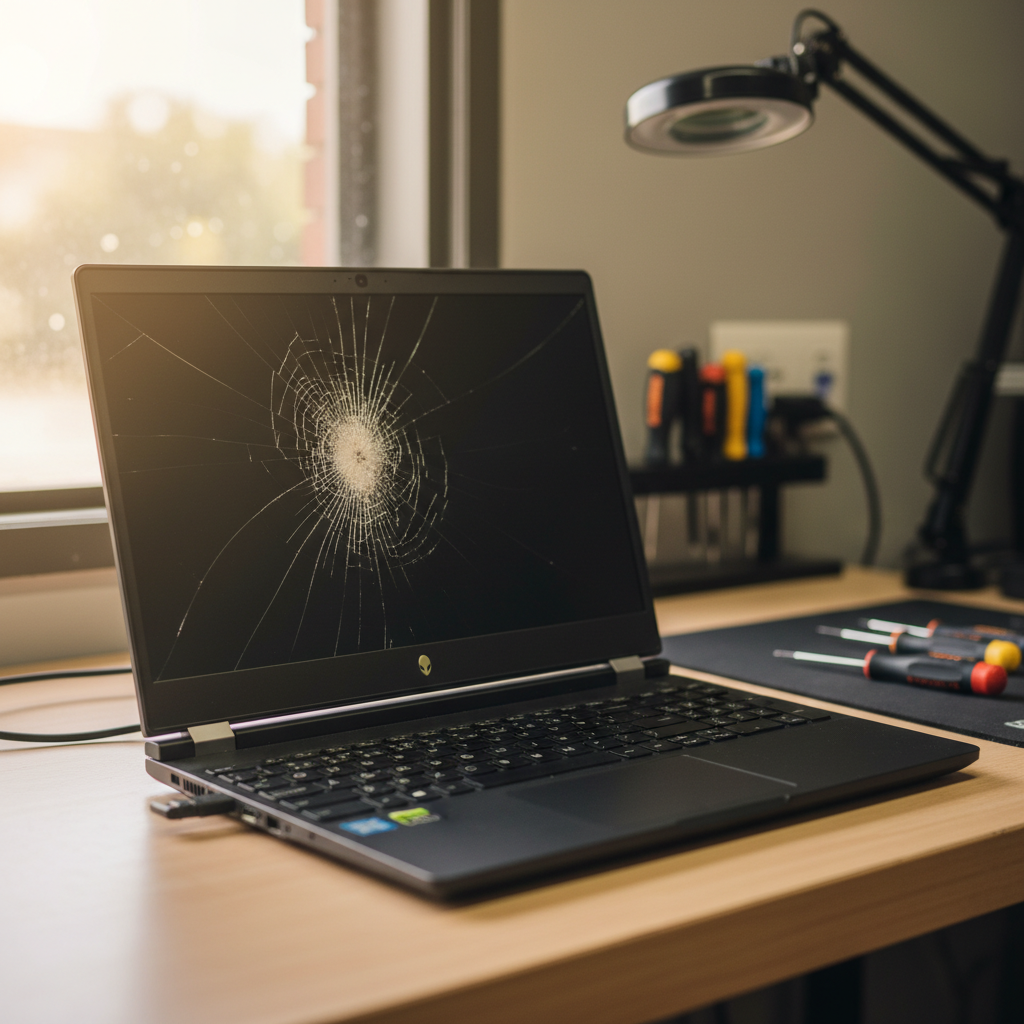 Cracked Alienware laptop screen repair in Burton — Adelaide SA 5110