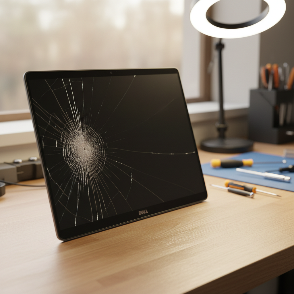 Cracked Dell laptop screen repair in Bushells Ridge — Newcastle NSW 2259