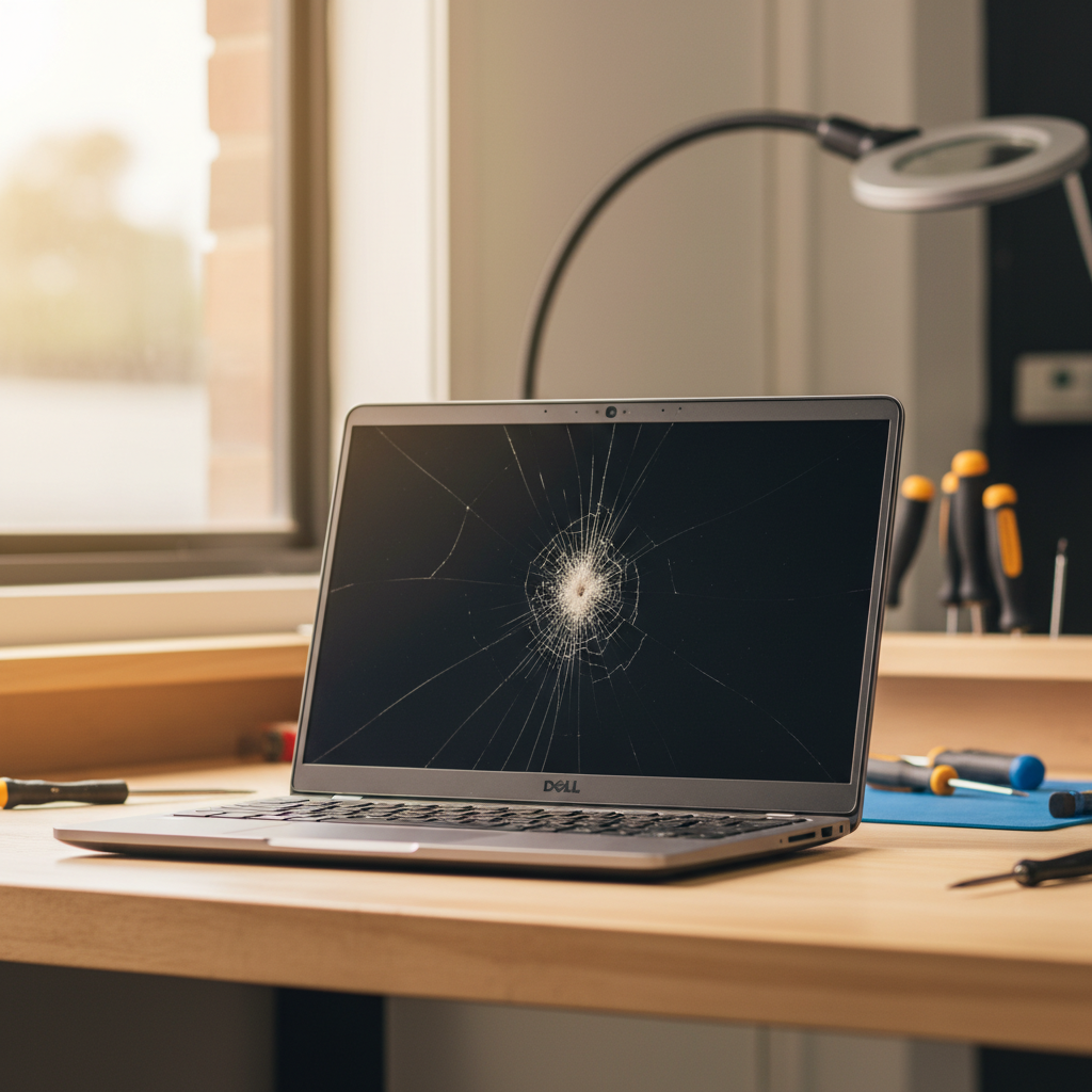 Cracked Dell laptop screen repair in Campvale — Newcastle NSW 2318