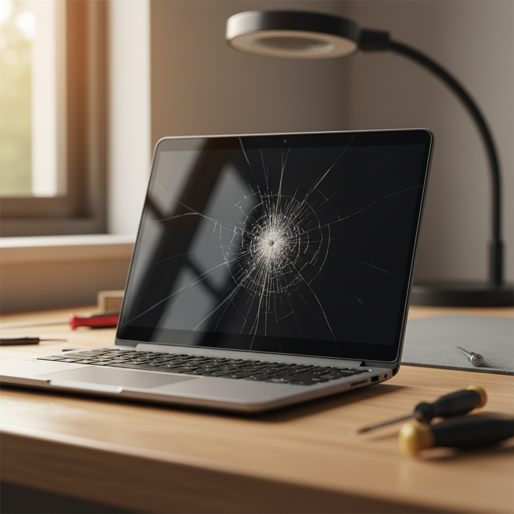 Cracked Dell laptop screen repair in Cardiff Heights — Newcastle NSW 2285
