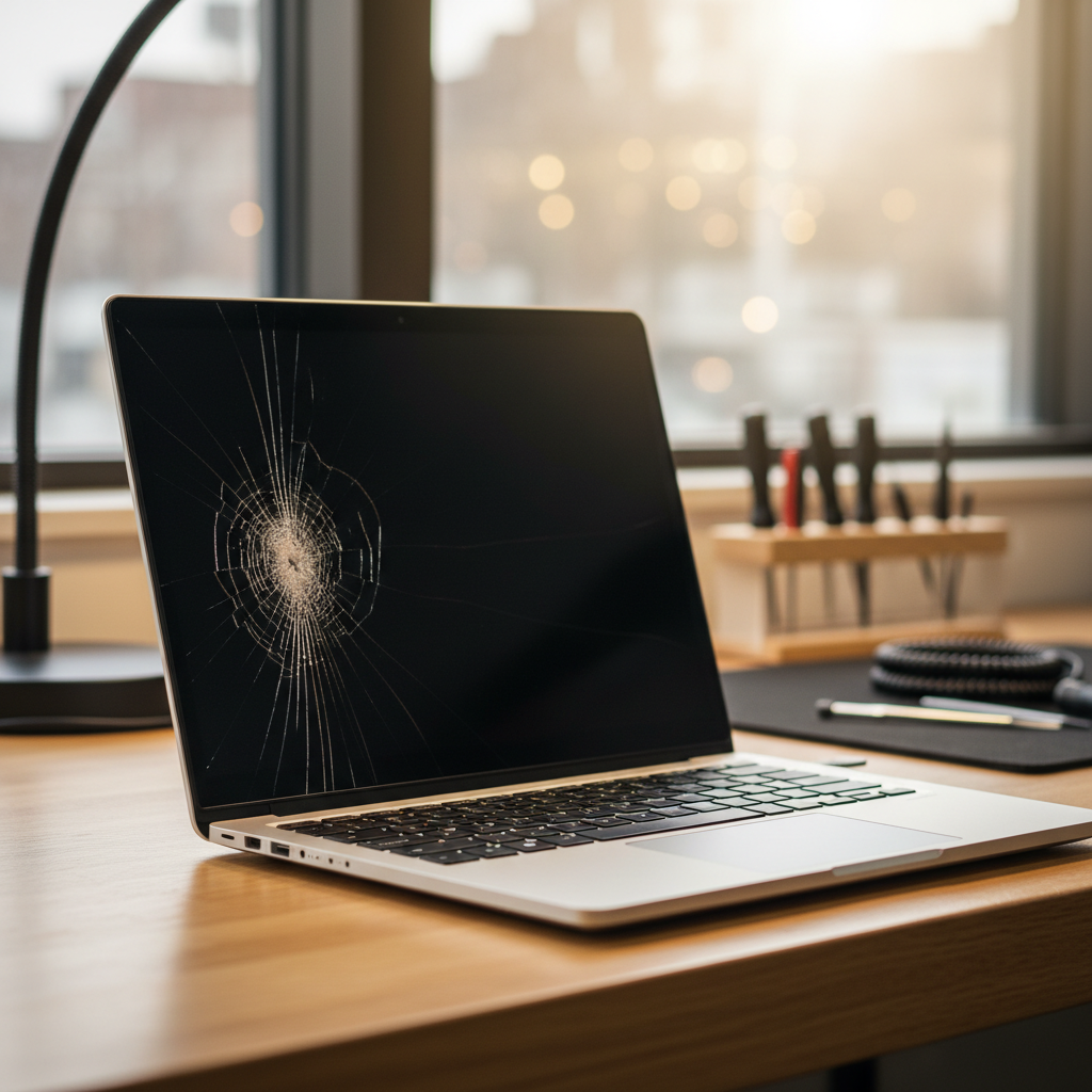 Cracked Dell laptop screen repair in Cardiff South — Newcastle NSW 2285