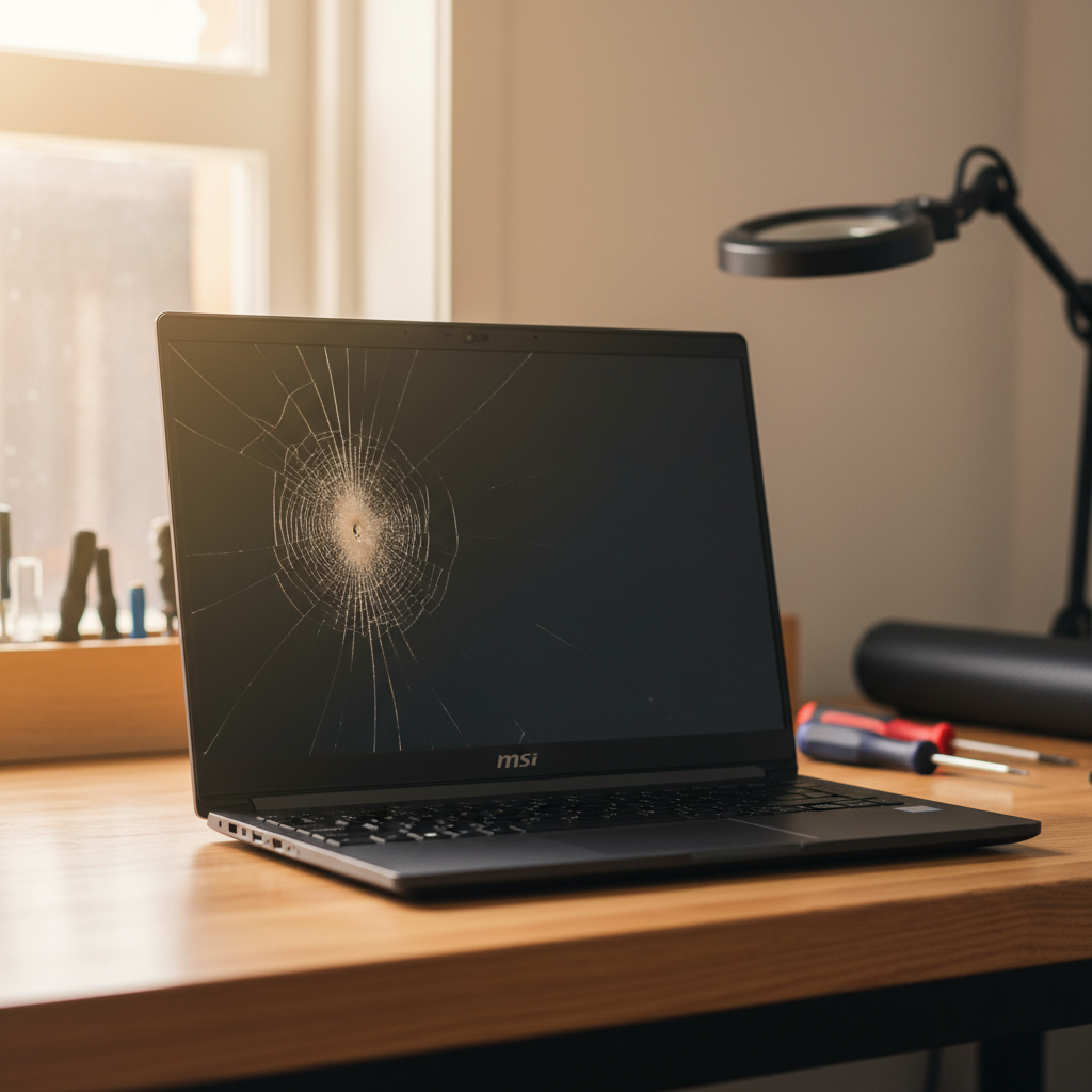 Cracked MSI laptop screen repair in Cheltenham — Melbourne SA 5014