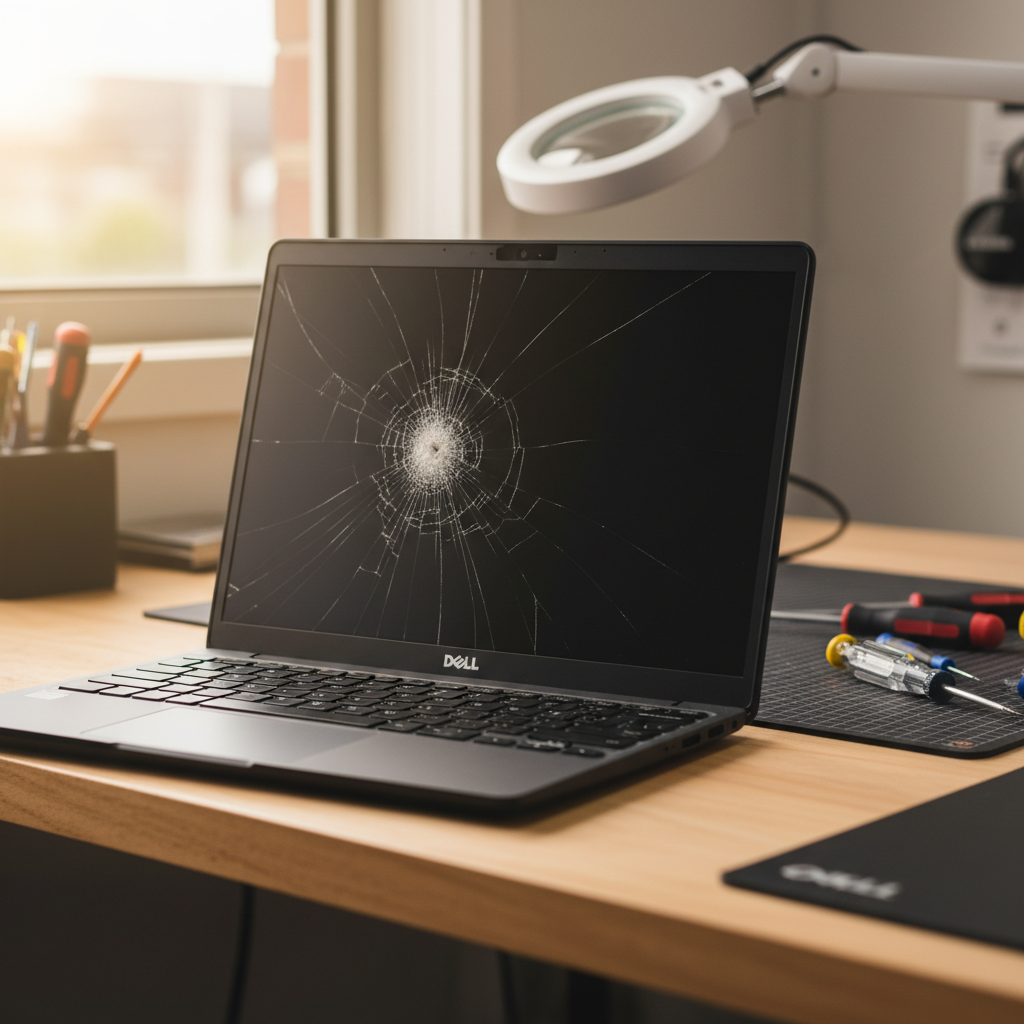 Cracked Dell laptop screen repair in Coal Point — Newcastle NSW 2283