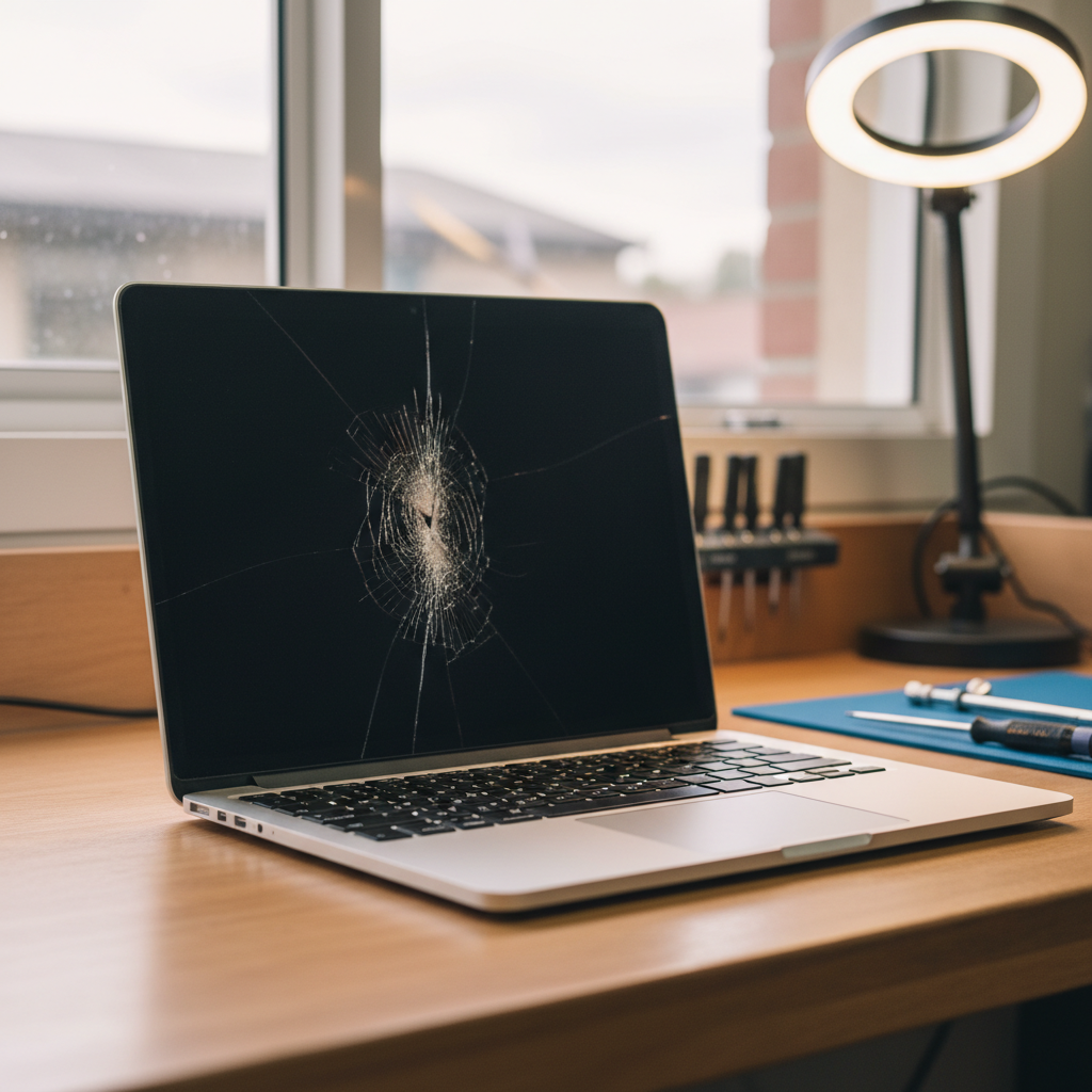 Cracked MacBook Pro laptop screen repair in Coconut Grove — Darwin NT 0810
