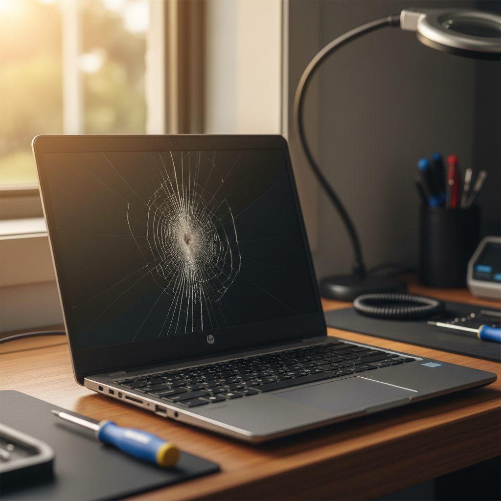 Cracked HP laptop screen repair in Collinswood — Adelaide SA 5081