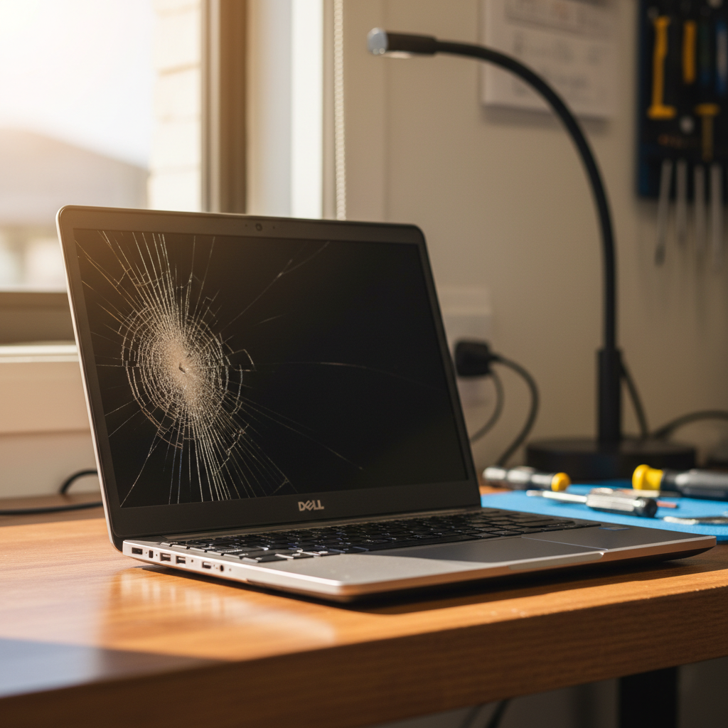 Cracked Dell laptop screen repair in Coromandel Valley — Adelaide SA 5051