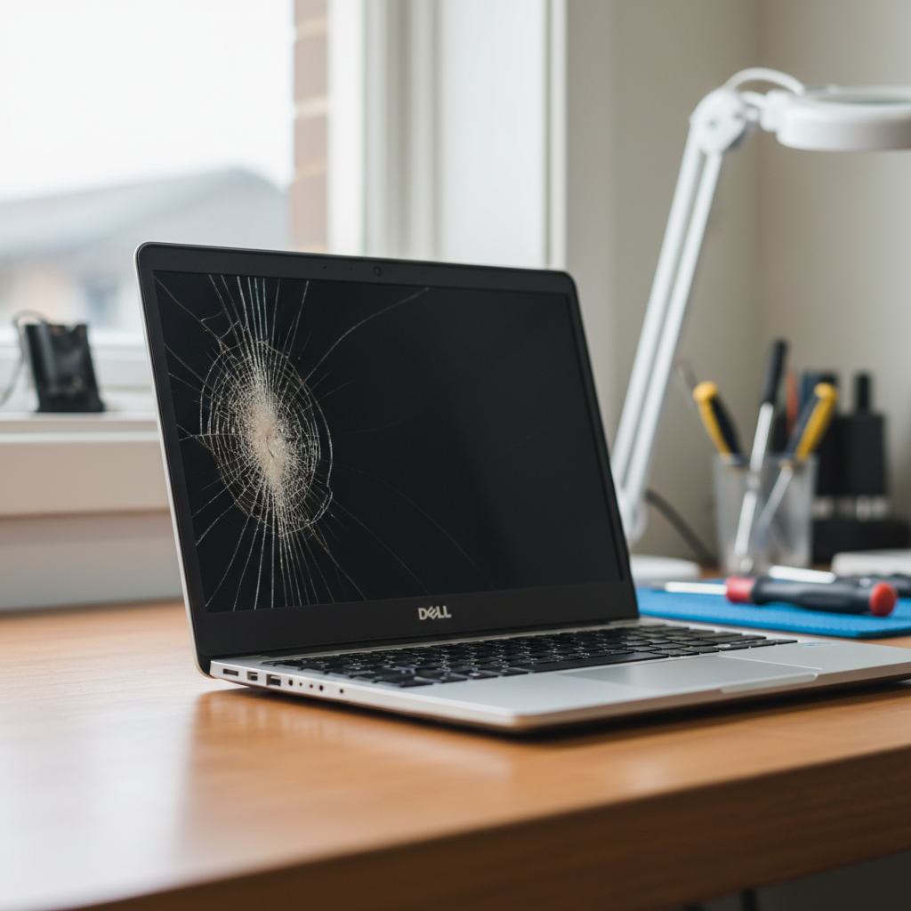Cracked Dell laptop screen repair in Crafers West — Adelaide SA 5152