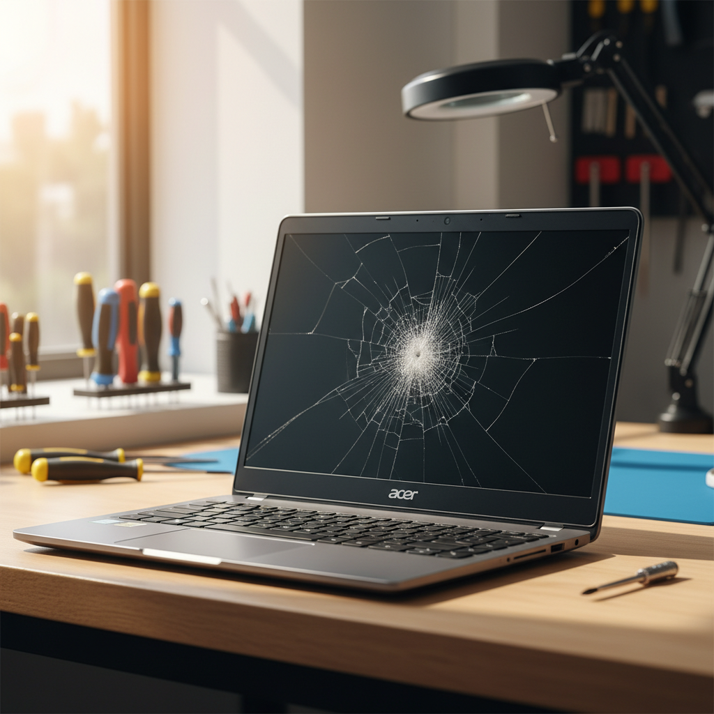 Cracked Acer laptop screen repair in Crangan Bay — Newcastle NSW 2259