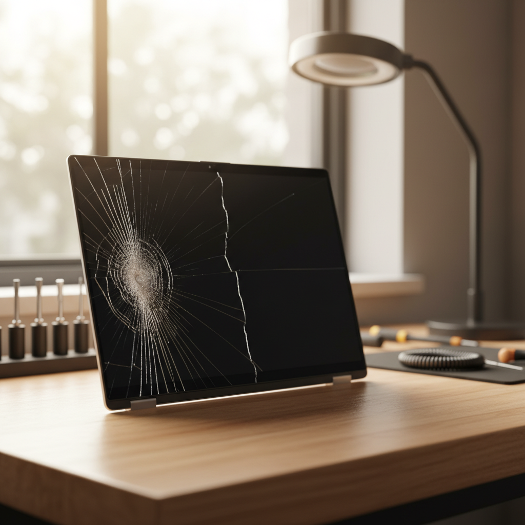 Cracked Dell laptop screen repair in Croudace Bay — Newcastle NSW 2280