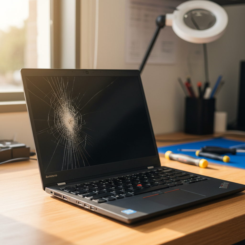 Cracked Lenovo ThinkPad laptop screen repair in Davoren Park North — Adelaide SA 5113
