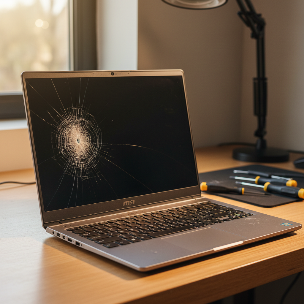 Cracked MSI laptop screen repair in Devon Park — Adelaide SA 5008