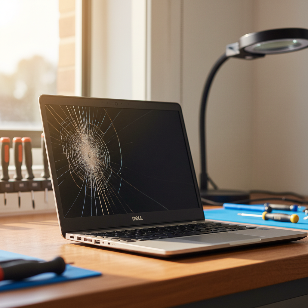 Cracked Dell laptop screen repair in East Point — Darwin NT 0820