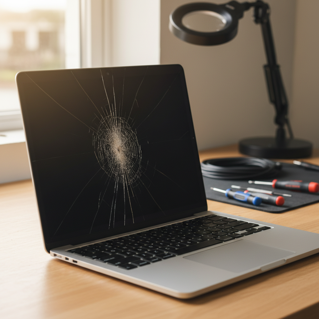 Cracked MacBook Pro laptop screen repair in East Seaham — Newcastle NSW 2324