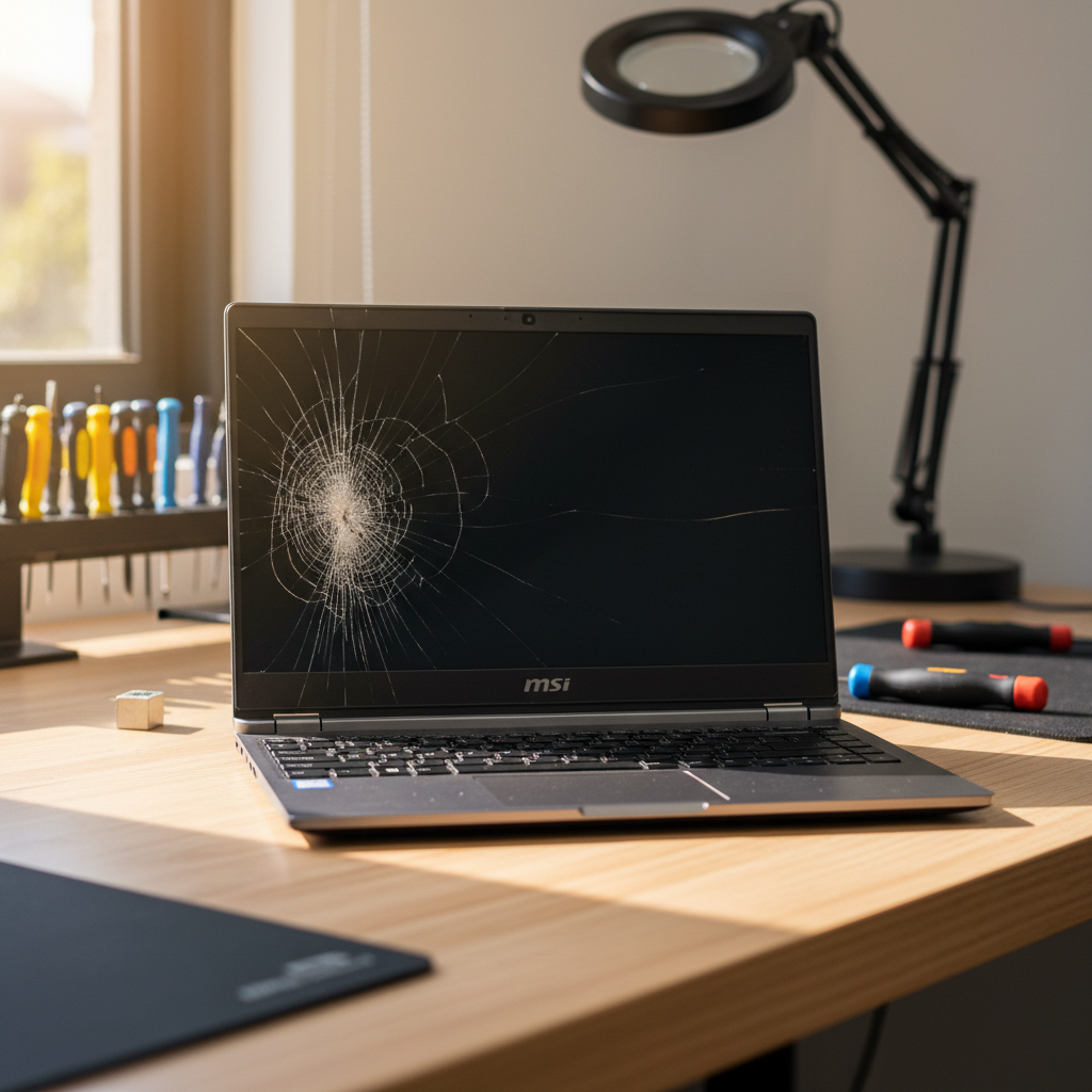 Cracked MSI laptop screen repair in Edgeworth — Newcastle NSW 2285