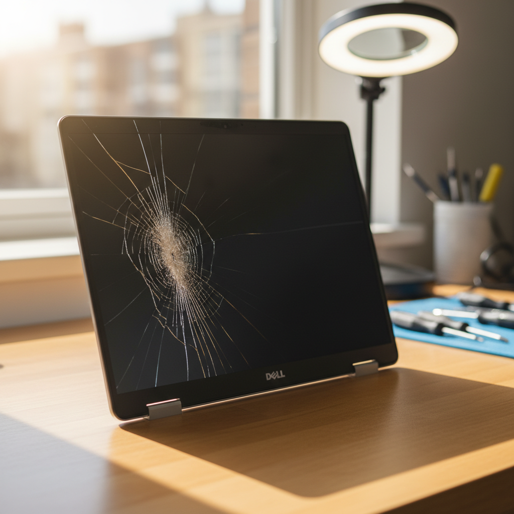 Cracked Dell laptop screen repair in Edinburgh — Adelaide SA 5111