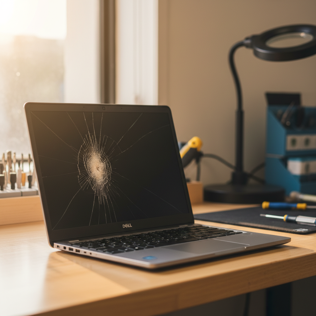 Cracked Dell laptop screen repair in Elermore Vale — Newcastle NSW 2287