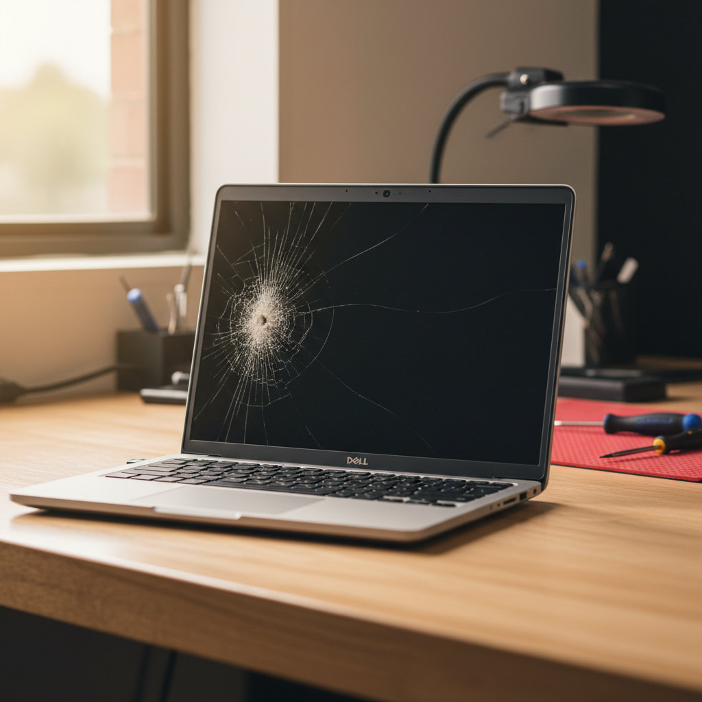 Cracked Dell laptop screen repair in Elrington — Newcastle NSW 2325
