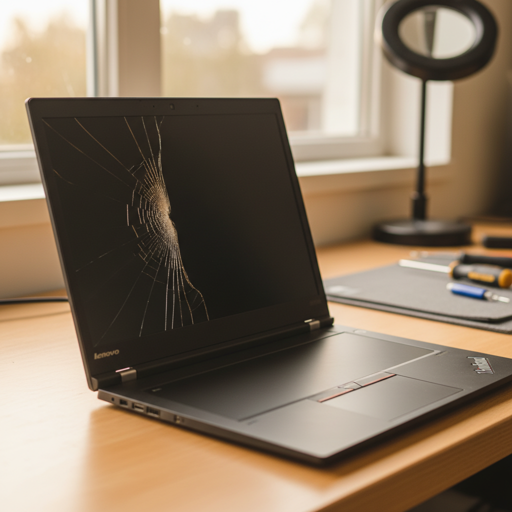 Cracked Lenovo ThinkPad laptop screen repair in Elrundie — Darwin NT 0822