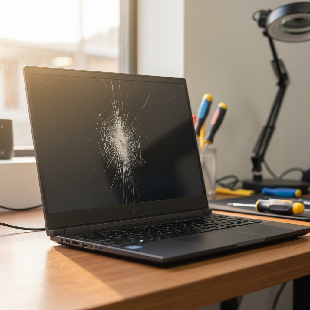 Cracked MSI laptop screen repair in Farley — Newcastle NSW 2320