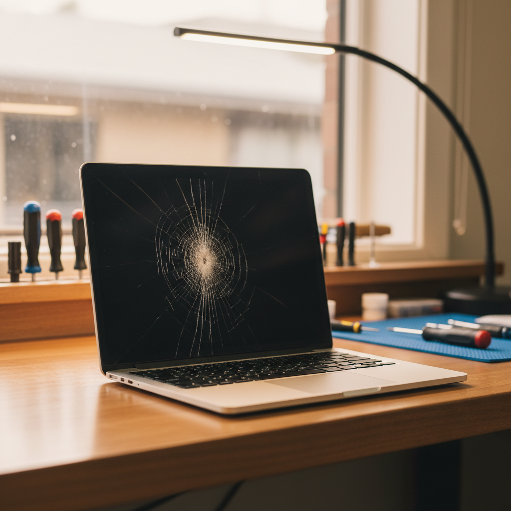 Cracked MacBook Air laptop screen repair in Felixstow — Adelaide SA 5070