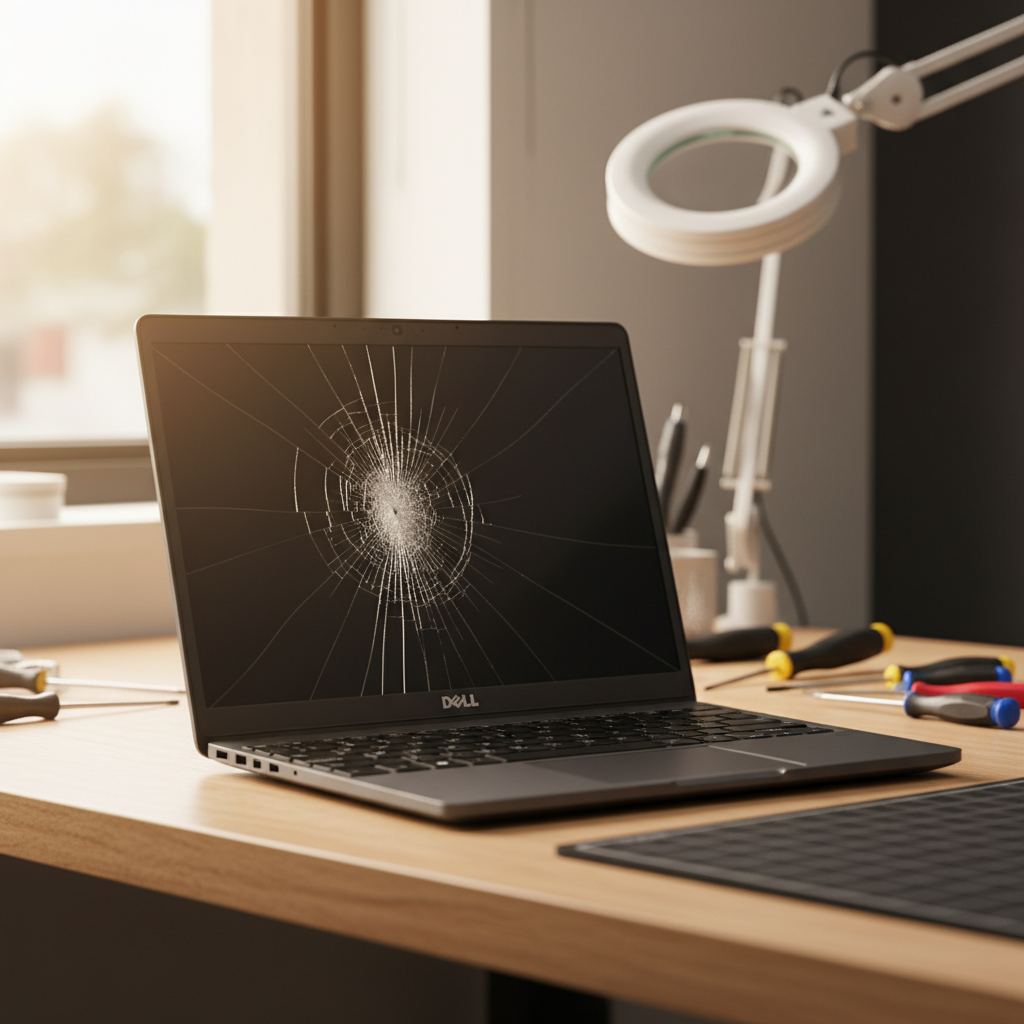 Cracked Dell laptop screen repair in Ferodale — Newcastle NSW 2318
