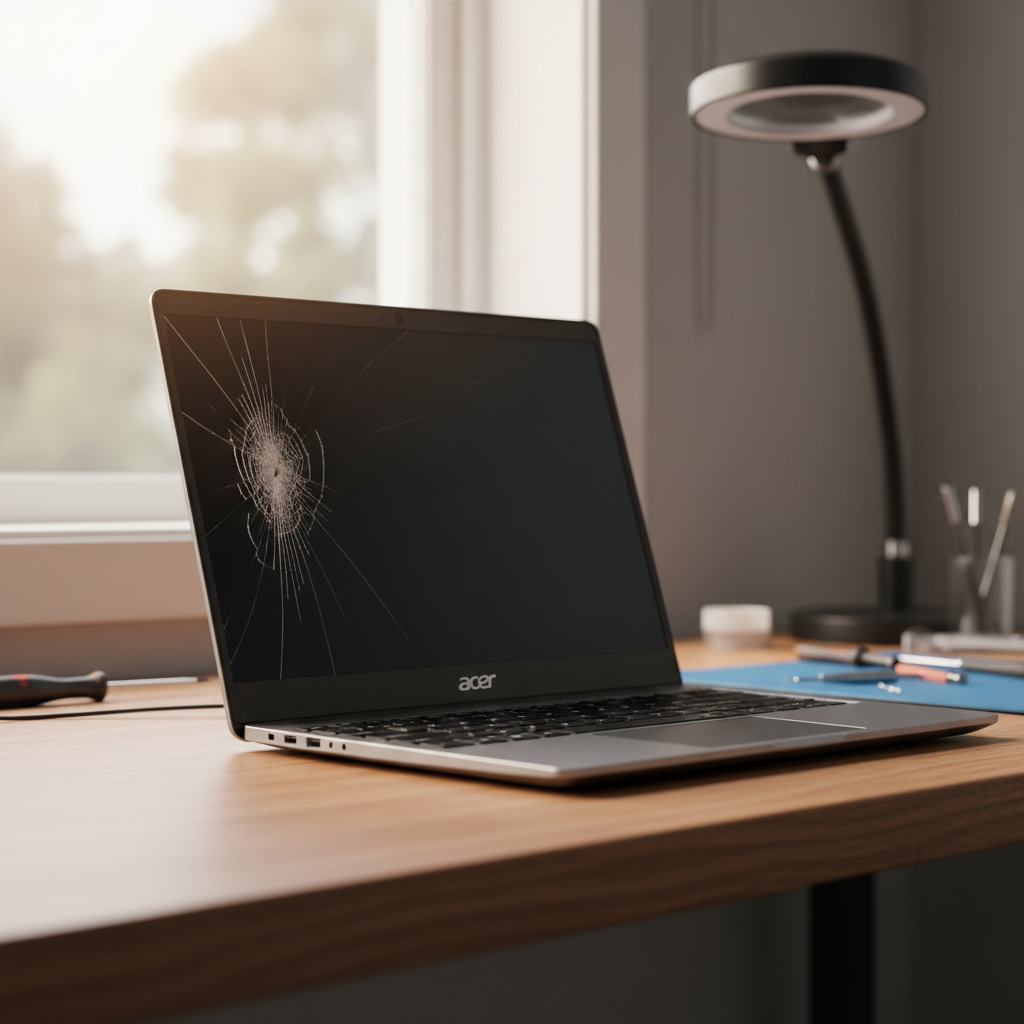 Cracked Acer laptop screen repair in Ferryden Park — Adelaide SA 5010