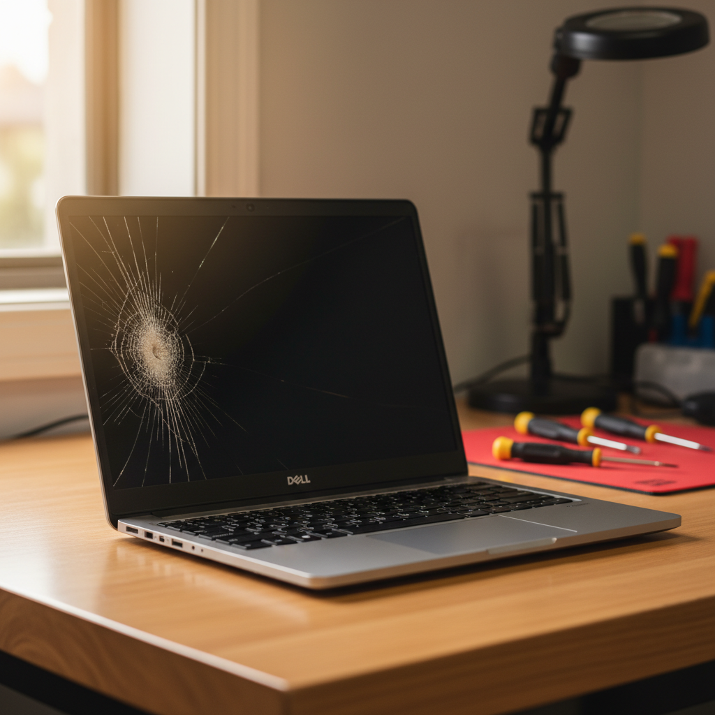 Cracked Dell laptop screen repair in Floraville — Newcastle NSW 2280