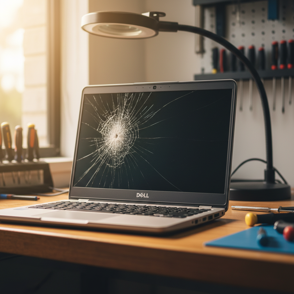 Cracked Dell laptop screen repair in Frazer Park — Newcastle NSW 2259